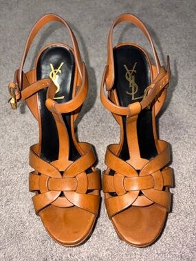 Yves Saint Laurent Cognac Leather 105MM Tribute